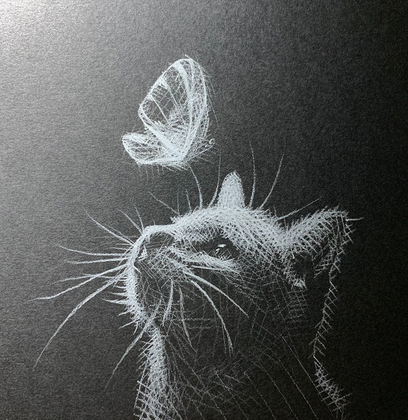 White Pencil on Black Paper: A Perfect Way to Draw Gently Lit Faces