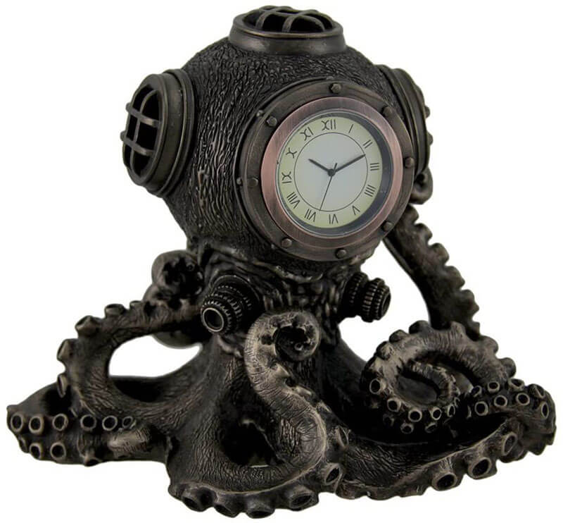 The Mysterious Container Steampunk Style Bronze Finished Desk Clock