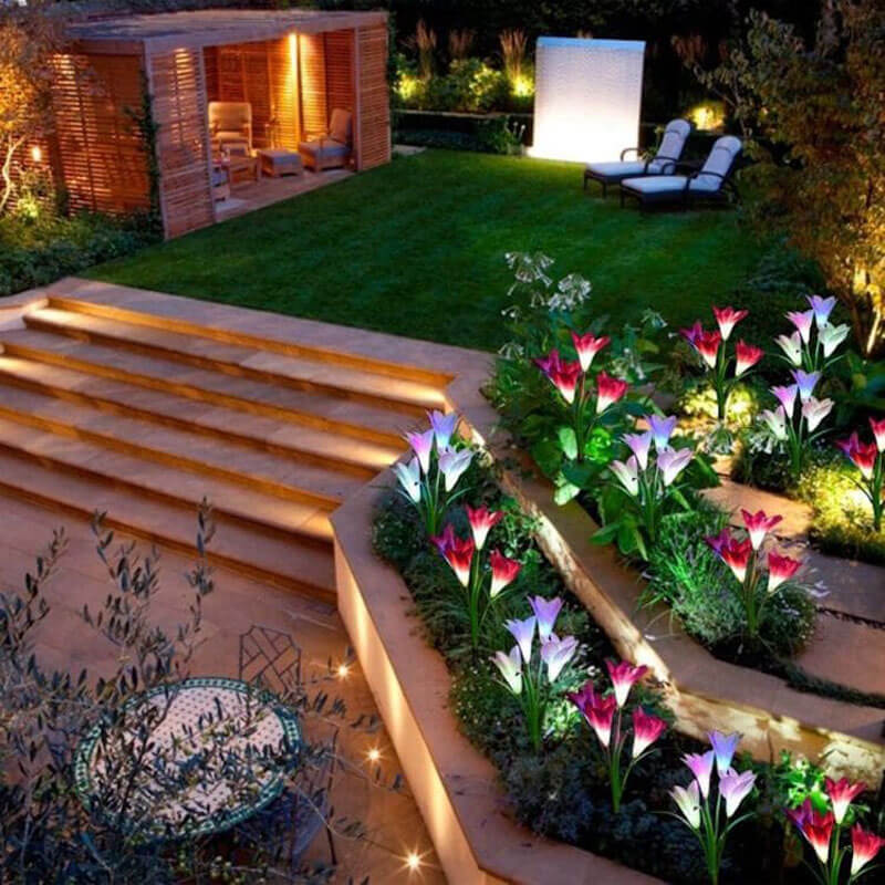 garden decor with solar lights