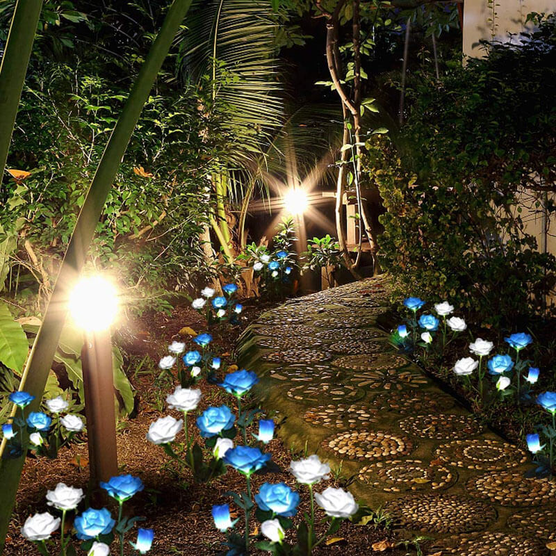 Momangel Solar Powered 20 LED Rose Pendant Light Garden Christmas Party Decor Lamp Color Light Garden Decor 