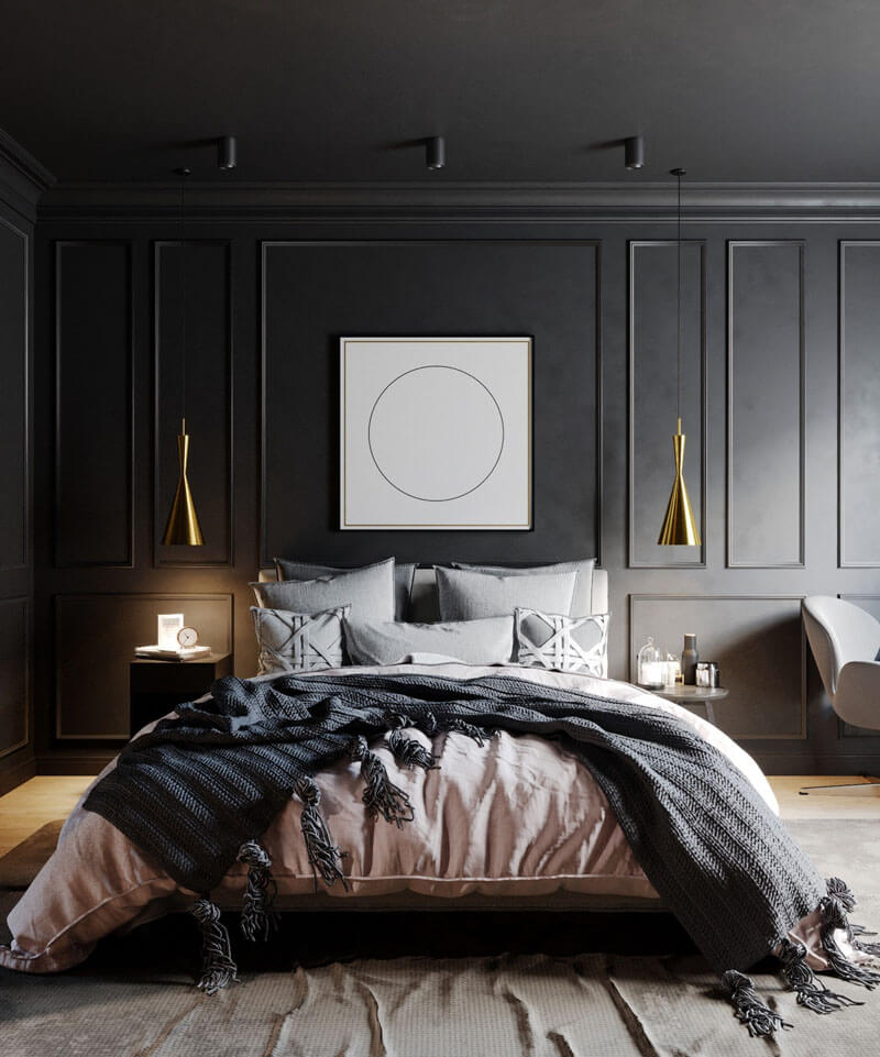 Sophisticated Black Themed Bedroom Ideas Design Swan