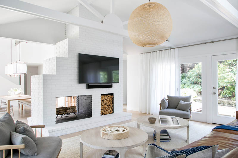 master bedroom with double sided fireplace