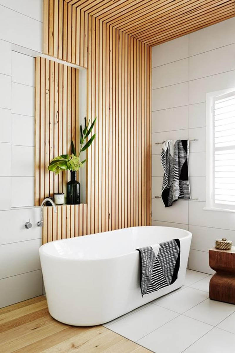 | Modern Bathroom Wood PanelInterior Design Ideas