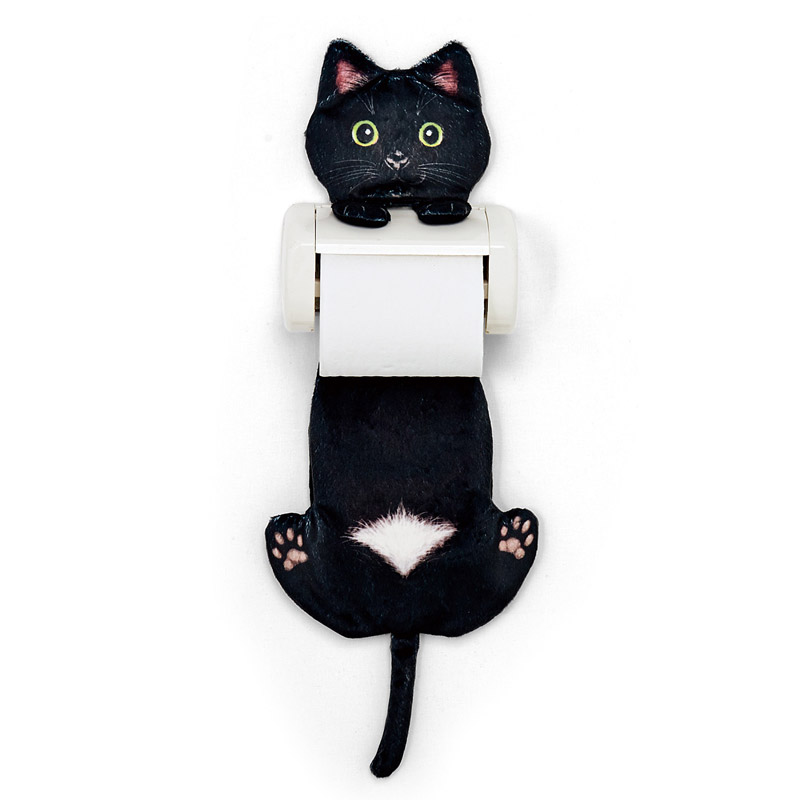 Japan Cute Cat Toilet Paper Roll Cover Black 