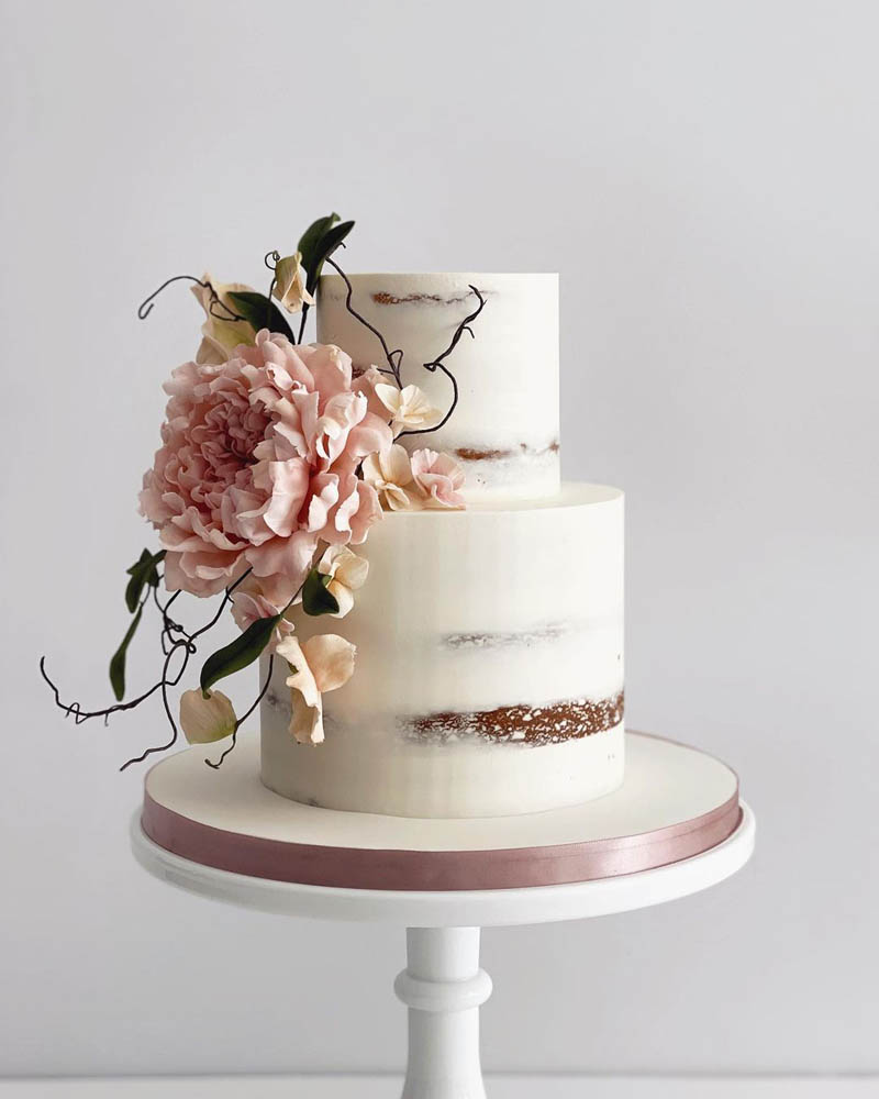 Naked Cake with Flower Arrangement (2 tiers) - The Sugar Hub