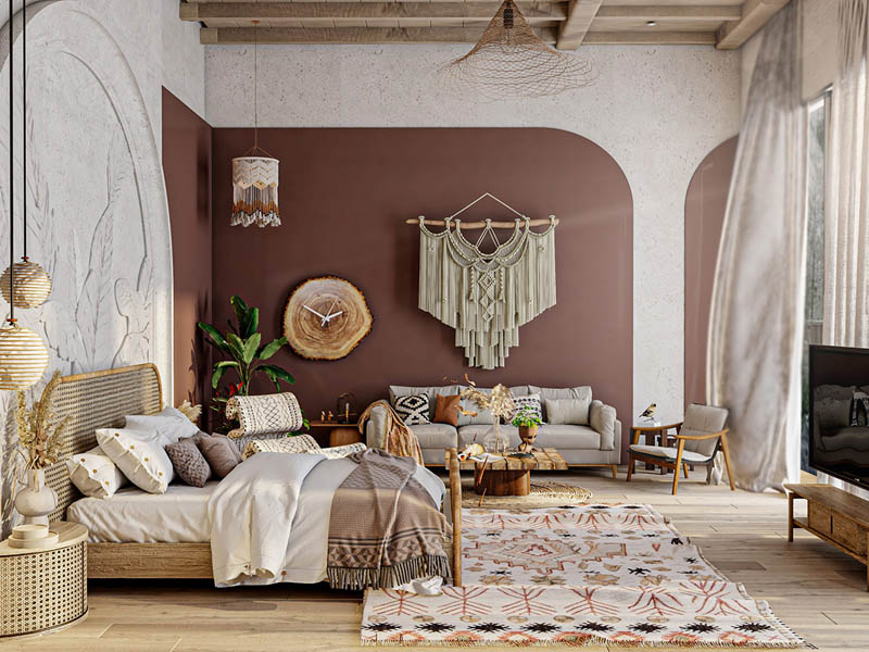 Beautiful Studio Apartment Inspired by Bohemian Style - Design Swan