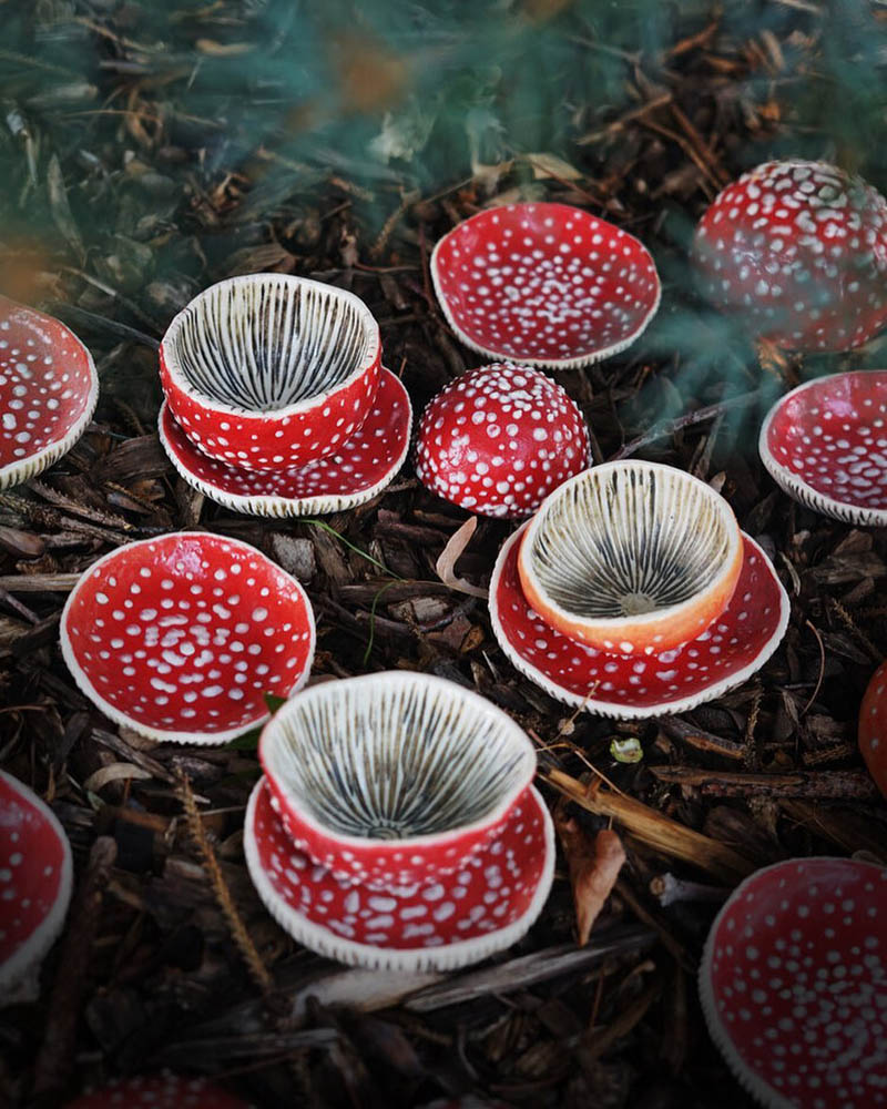  Stoneware Mushroom Tea-for-One Set