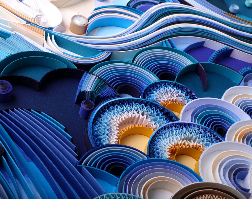 Yulia Brodskaya Creates Paper Quilling Artwork on Black Backgrounds