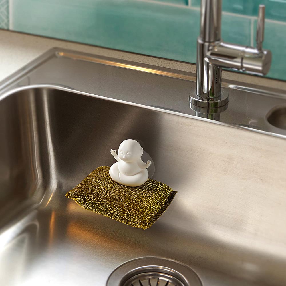 OTOTO Scrubby Sponge Holder for Kitchen Sink - Gray Cat Kitchen Sponge  Holder - Dishwasher Safe Dish Sponge Organizer- Compact