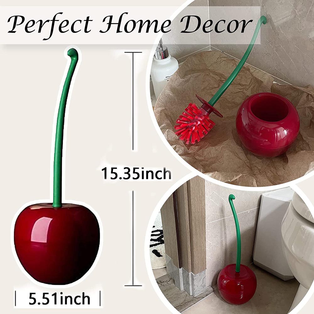 Toilet Brush Holder Set Cherry Shape Standing Lavatory Cleaning Tools  Bathroom