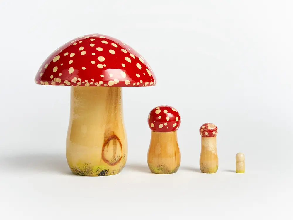 Fly Agaric Set Hand Painted Wooden Mushrooms Custom Mushroom -  in 2023