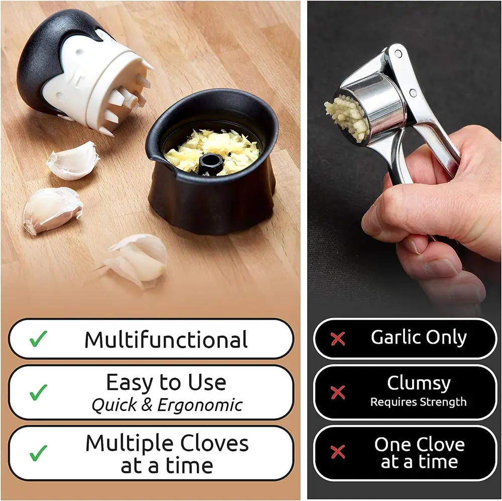 Gracula Garlic Crusher by OTOTO - Garlic Mincer, Works on Herbs, Ginger,  Nuts, Chili - Garlic Grinder, Funny Kitchen Gadgets, Cooking Gifts, Cool